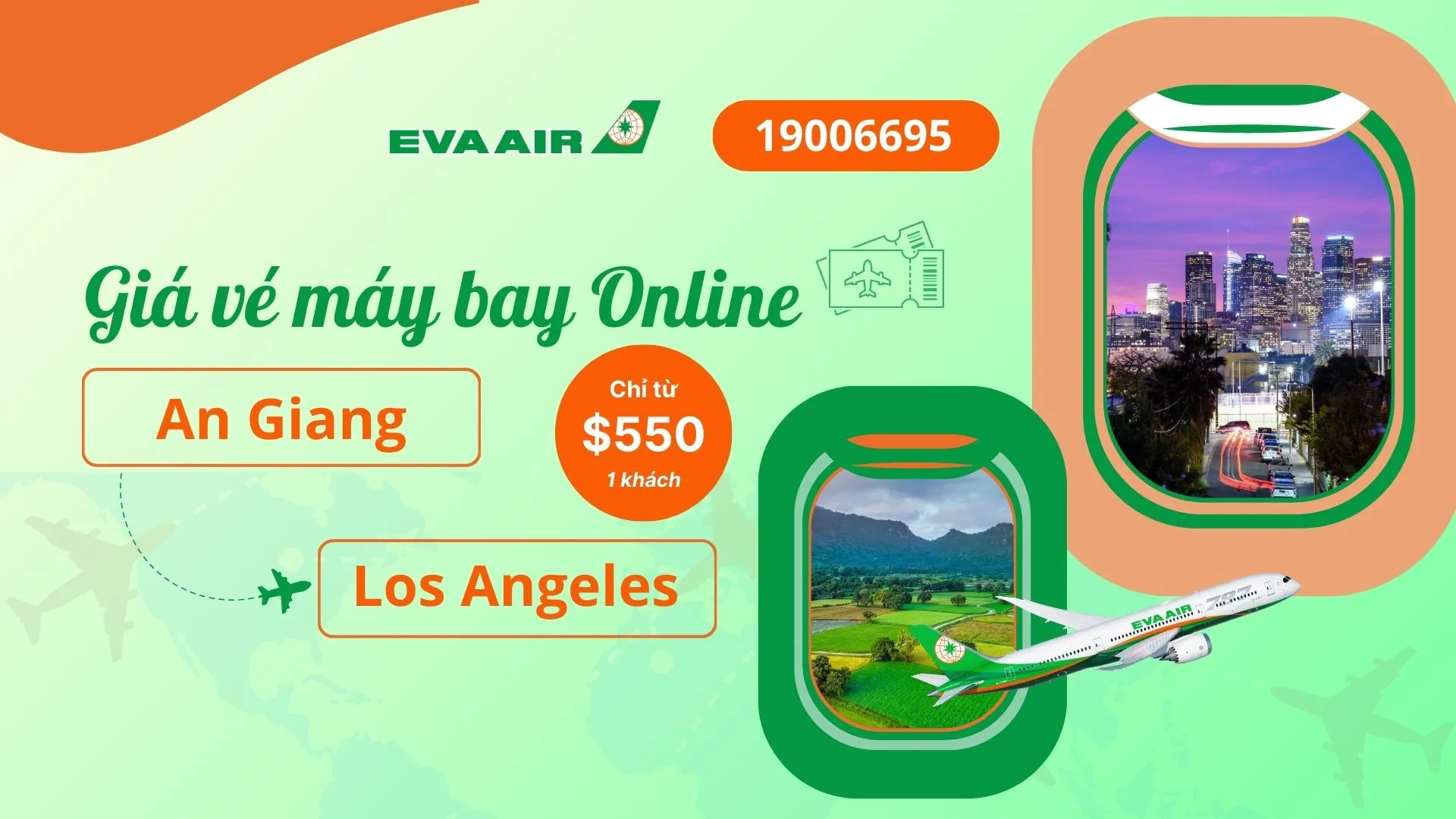 Vé máy bay đi Los Angeles tại An Giang EVA Air