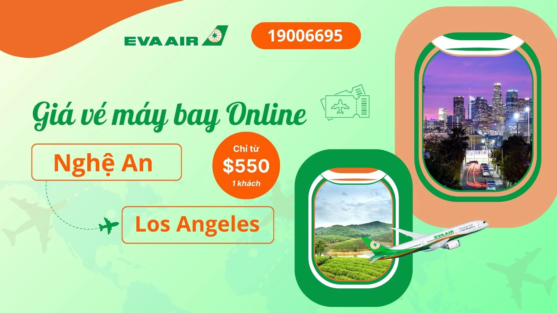 Vé máy bay đi Los Angeles tại Nghệ An EVA Air