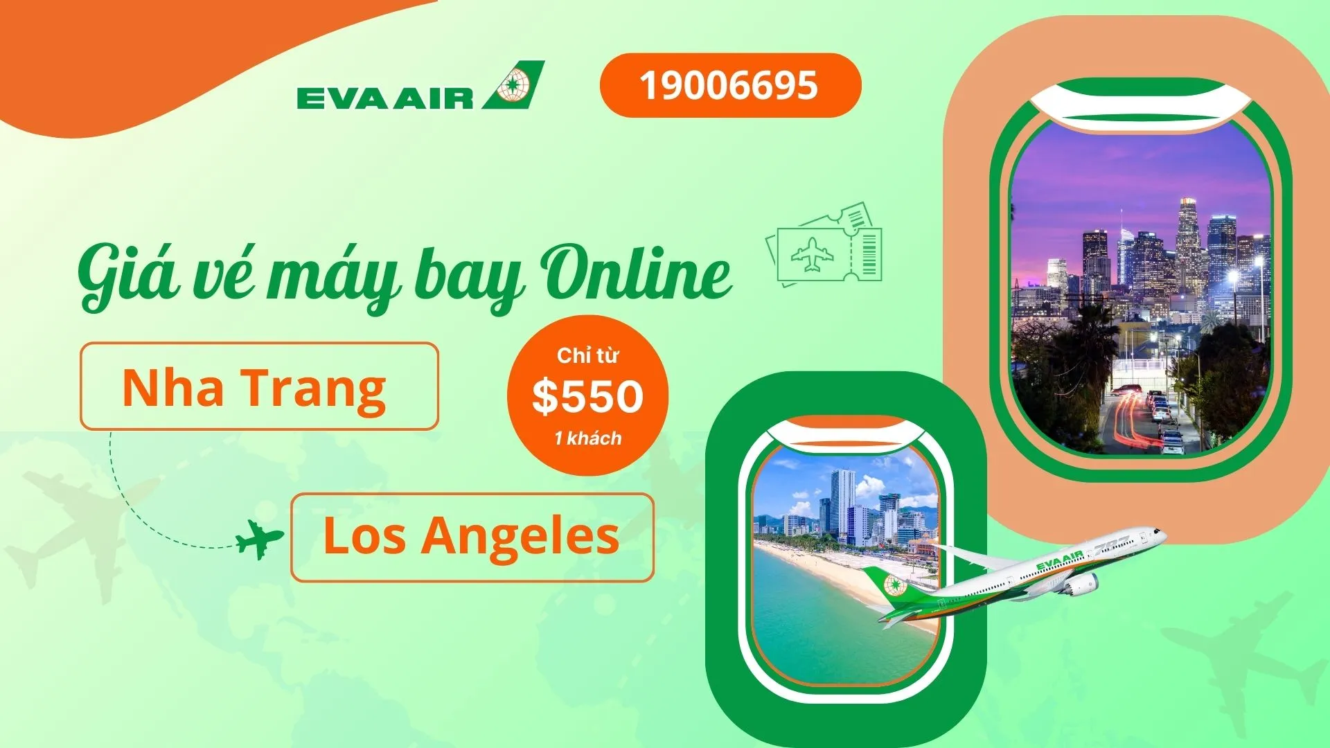 Vé máy bay đi Los Angeles tại Nha Trang EVA Air