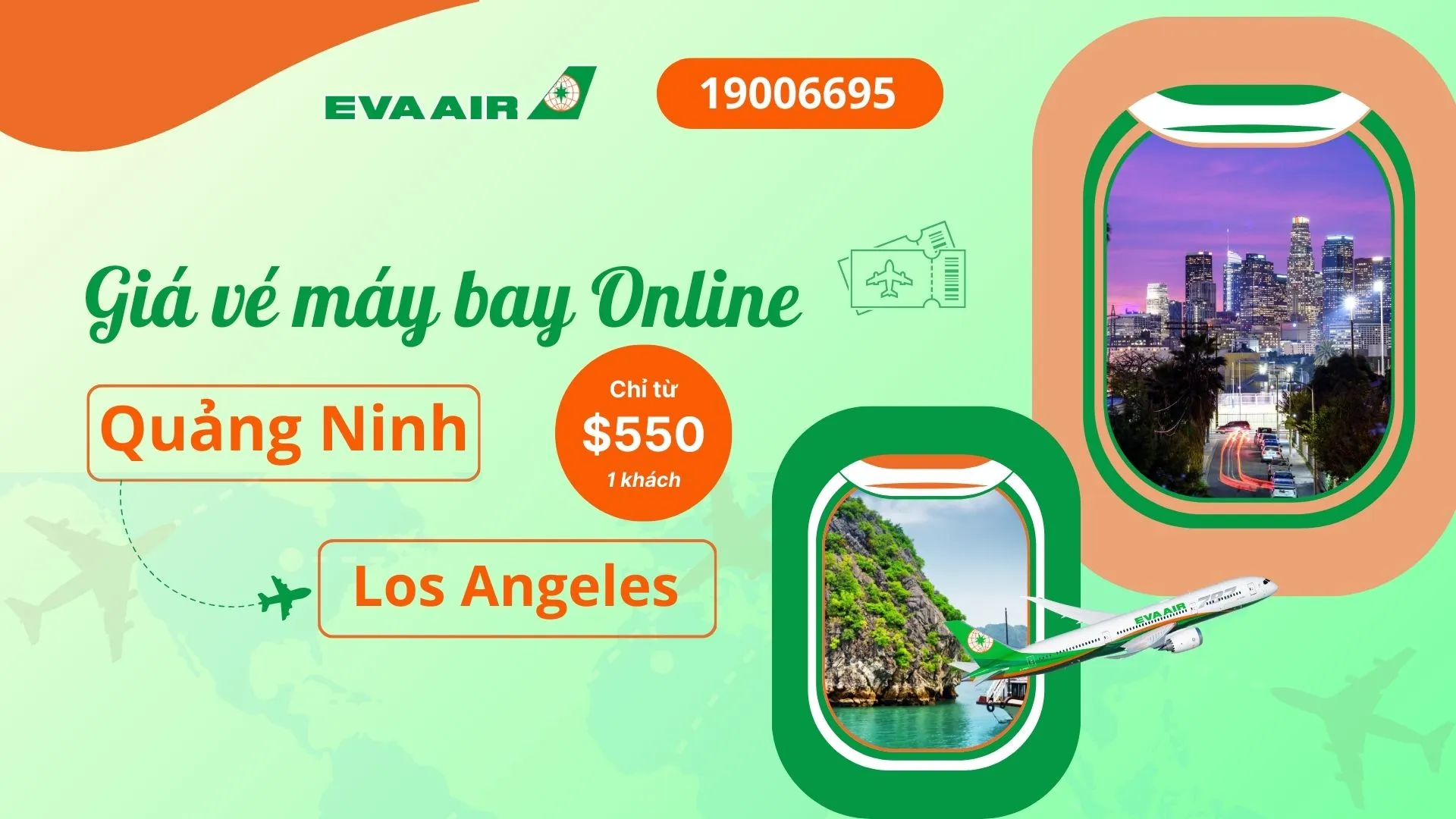 Vé máy bay đi Los Angeles tại Quảng Ninh EVA Air