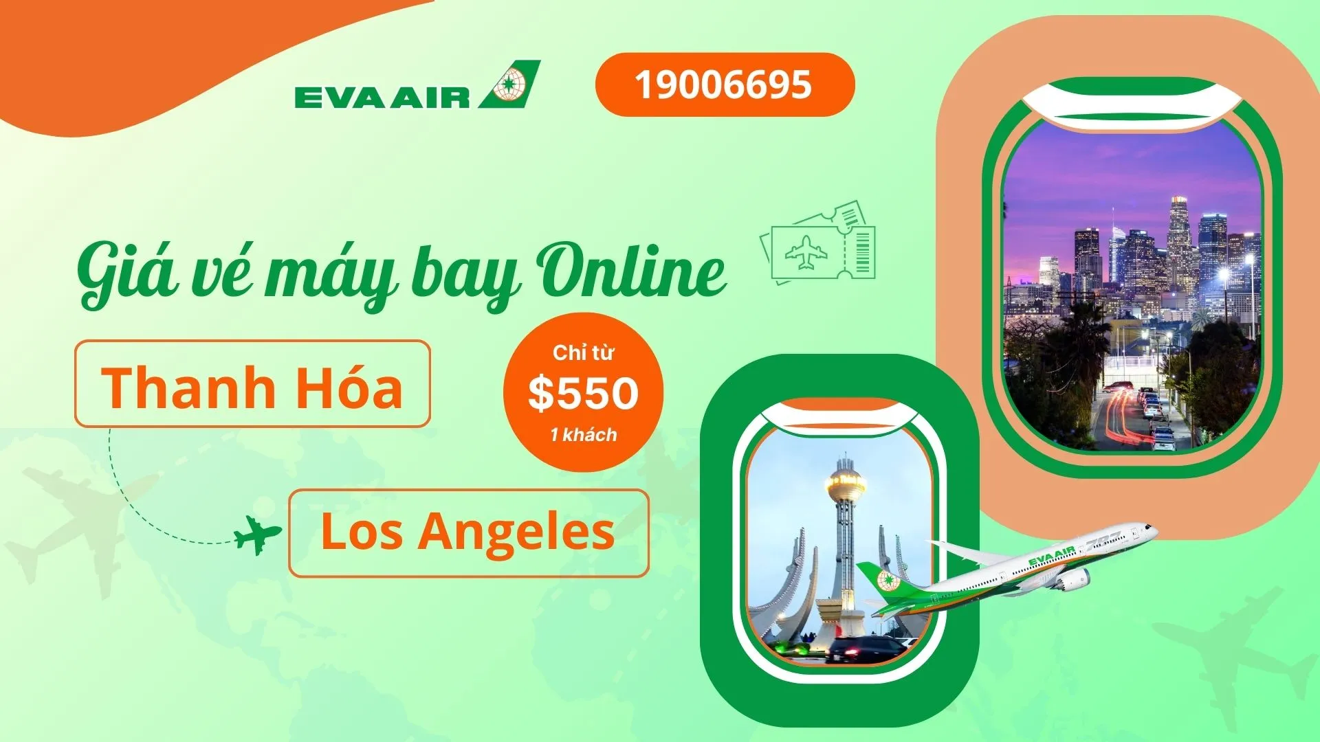 Vé máy bay đi Los Angeles tại Thanh Hóa EVA Air