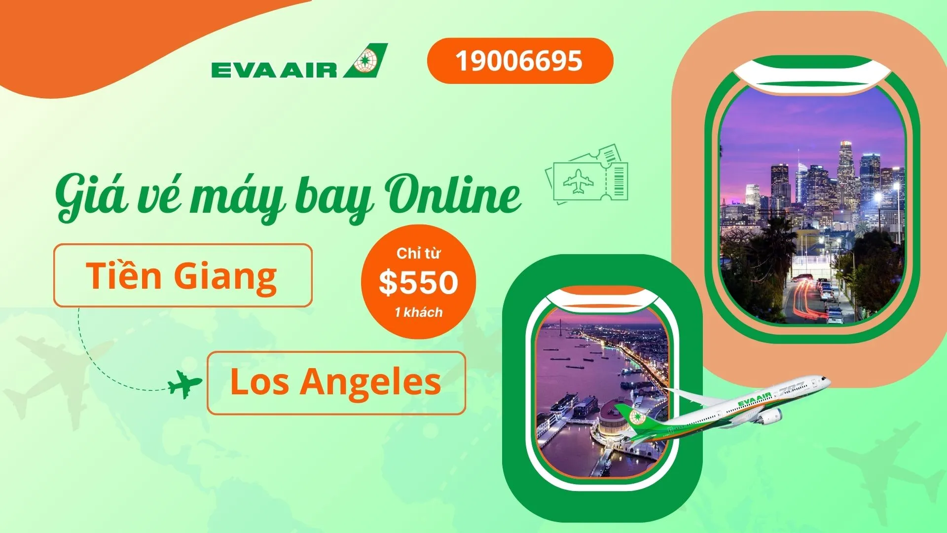 Vé máy bay đi Los Angeles tại Tiền Giang EVA Air