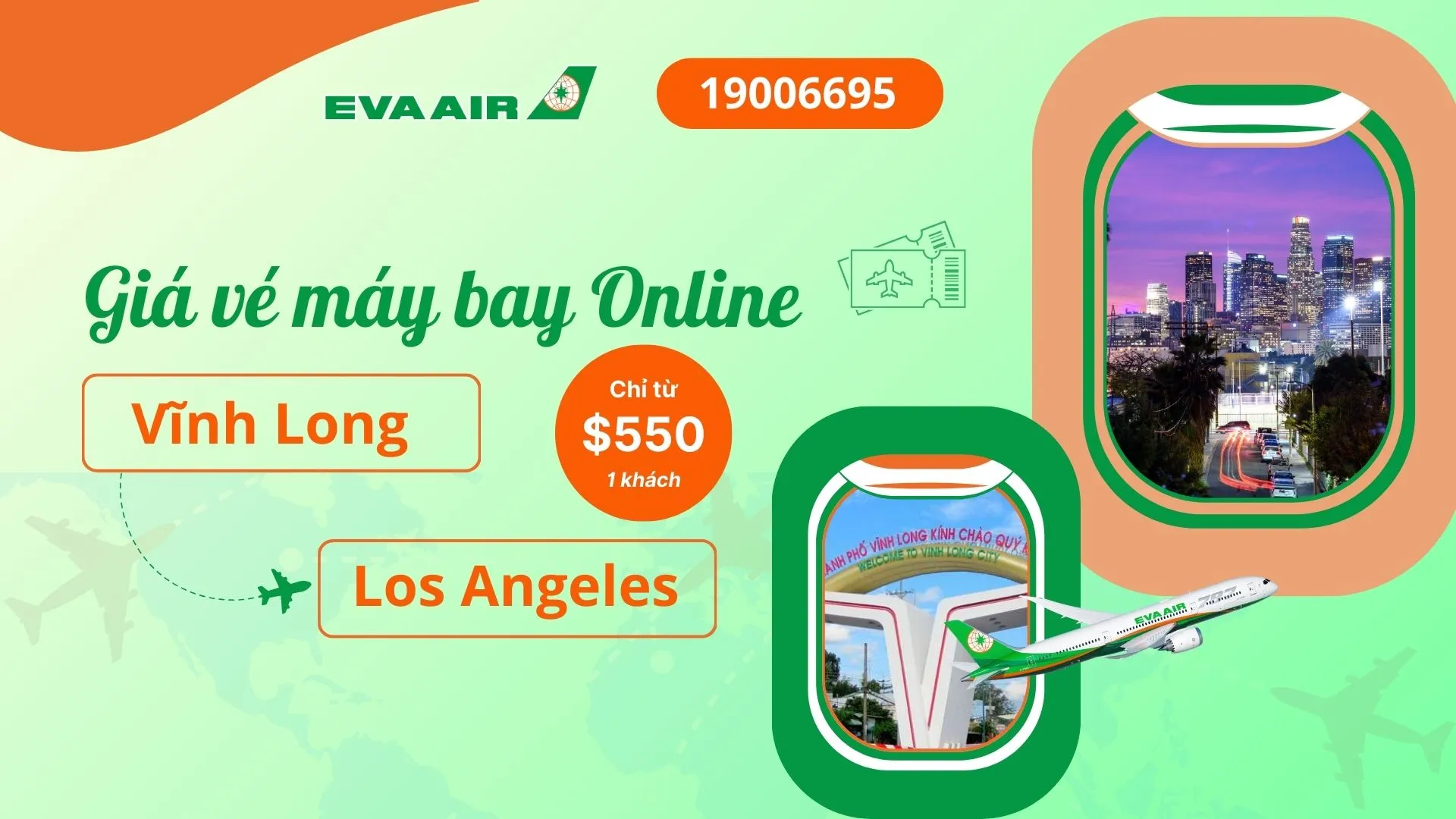 Vé máy bay đi Los Angeles tại Vĩnh Long EVA Air