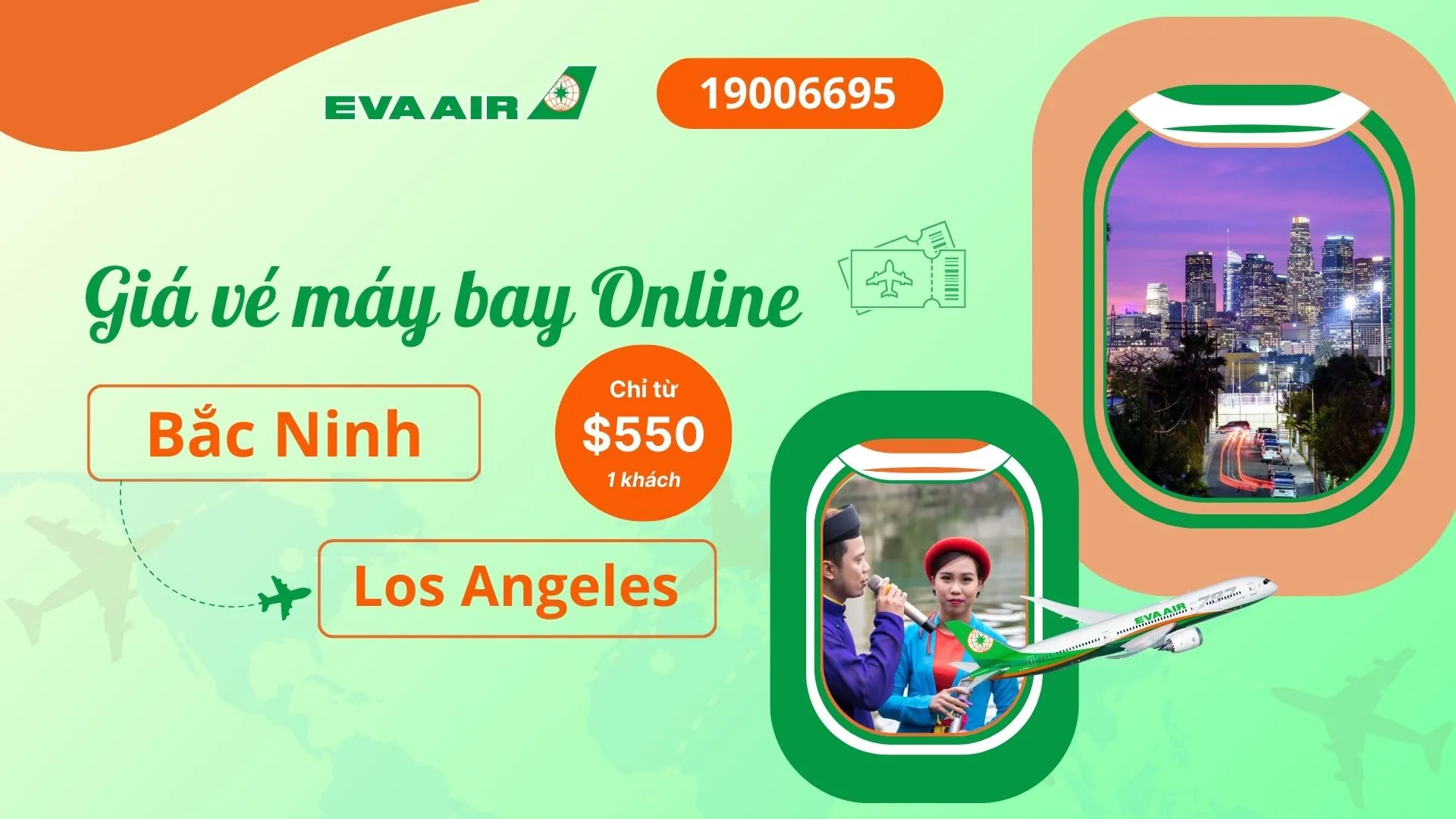 Vé máy bay đi Los Angeles tại Bắc Ninh EVA Air