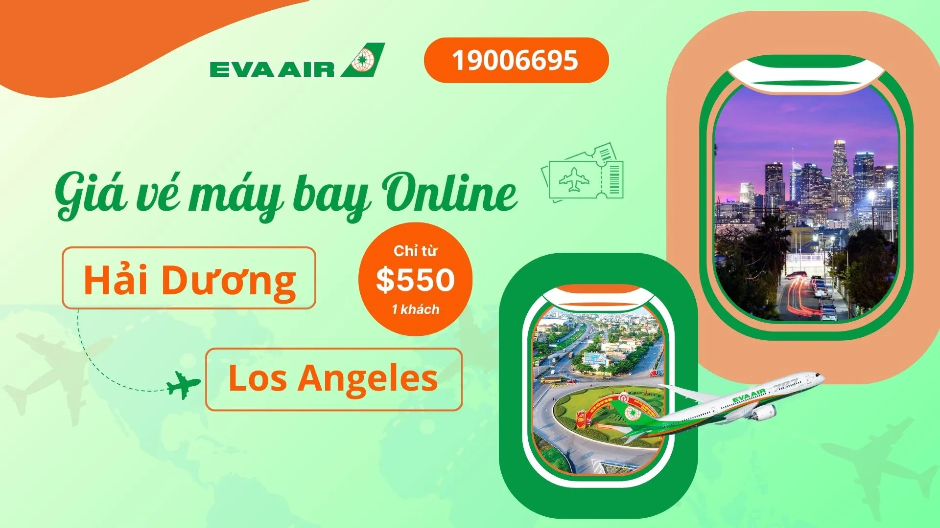 Vé máy bay đi Los Angeles tại Hải Dương EVA Air