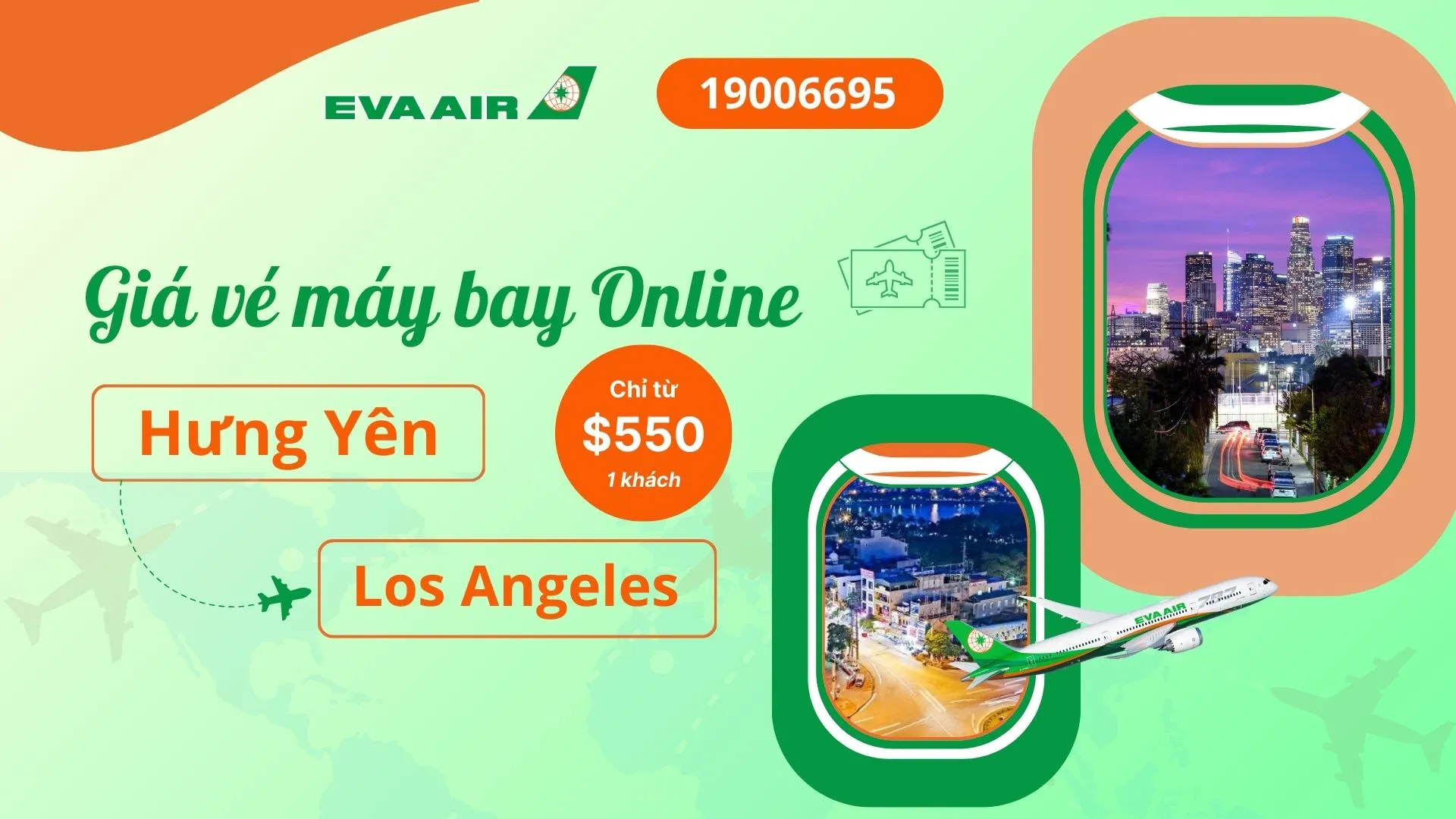 Vé máy bay đi Los Angeles tại Hưng Yên EVA Air