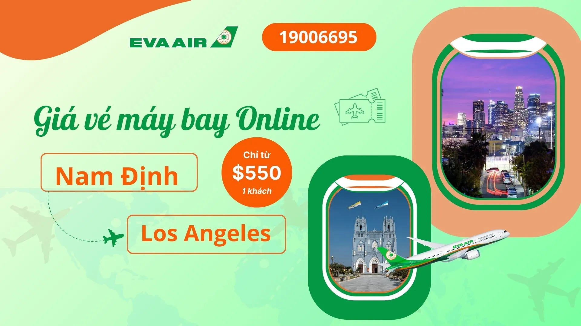 Vé máy bay đi Los Angeles tại Nam Định EVA Air