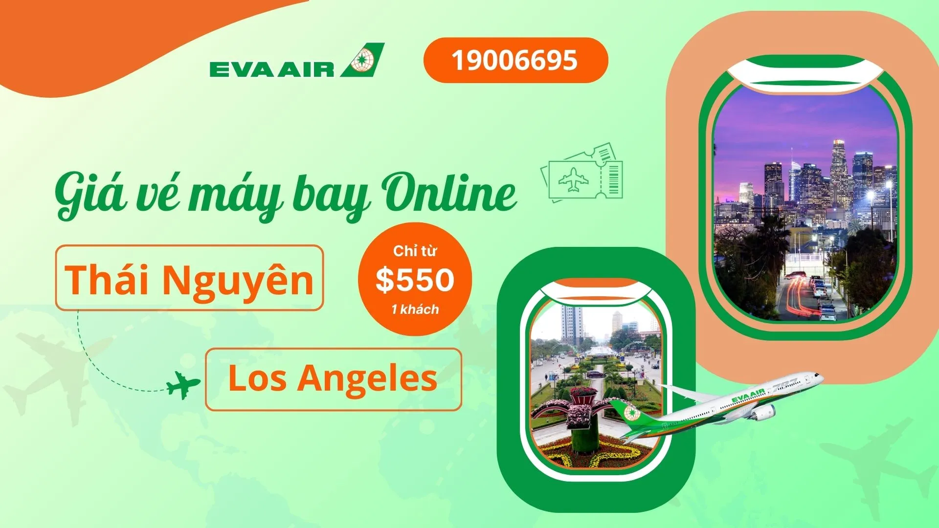 Vé máy bay đi Los Angeles tại Thái Nguyên EVA Air