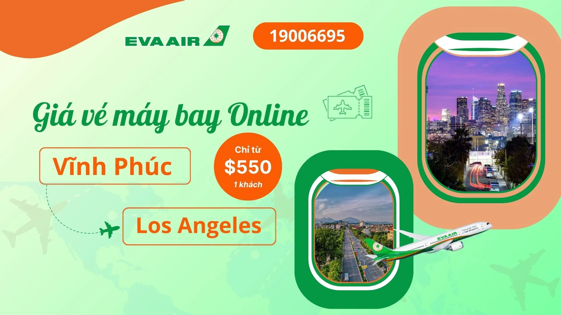 Vé máy bay đi Los Angeles tại Vĩnh Phúc EVA Air