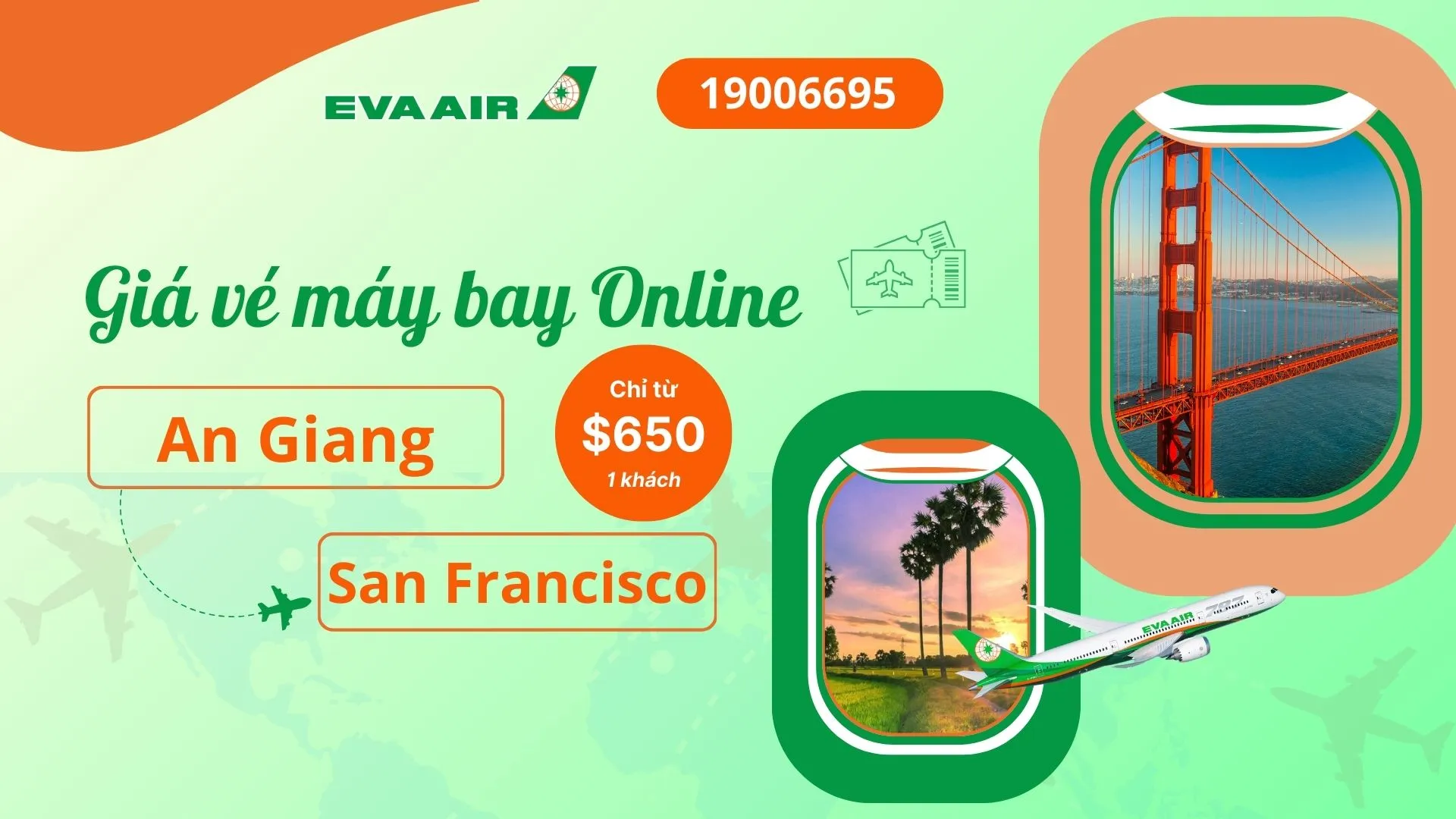 Vé máy bay đi San Francisco tại An Giang EVA Air