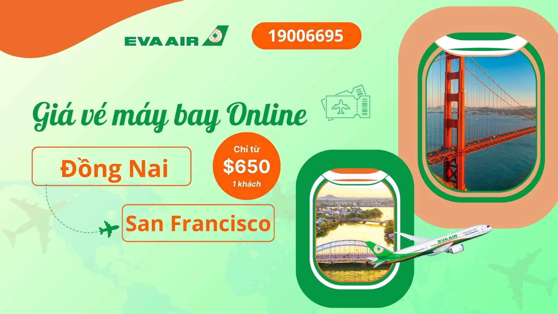 Vé máy bay đi San Francisco tại Đồng Nai EVA Air
