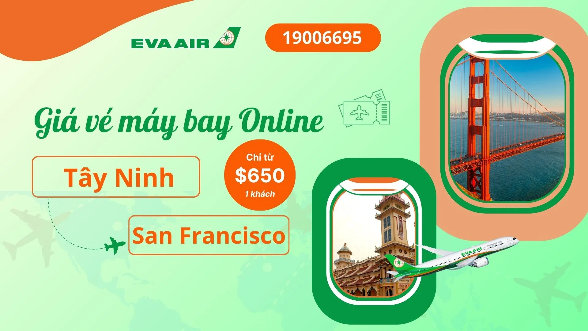 Vé máy bay đi San Francisco tại Tây Ninh EVA Air