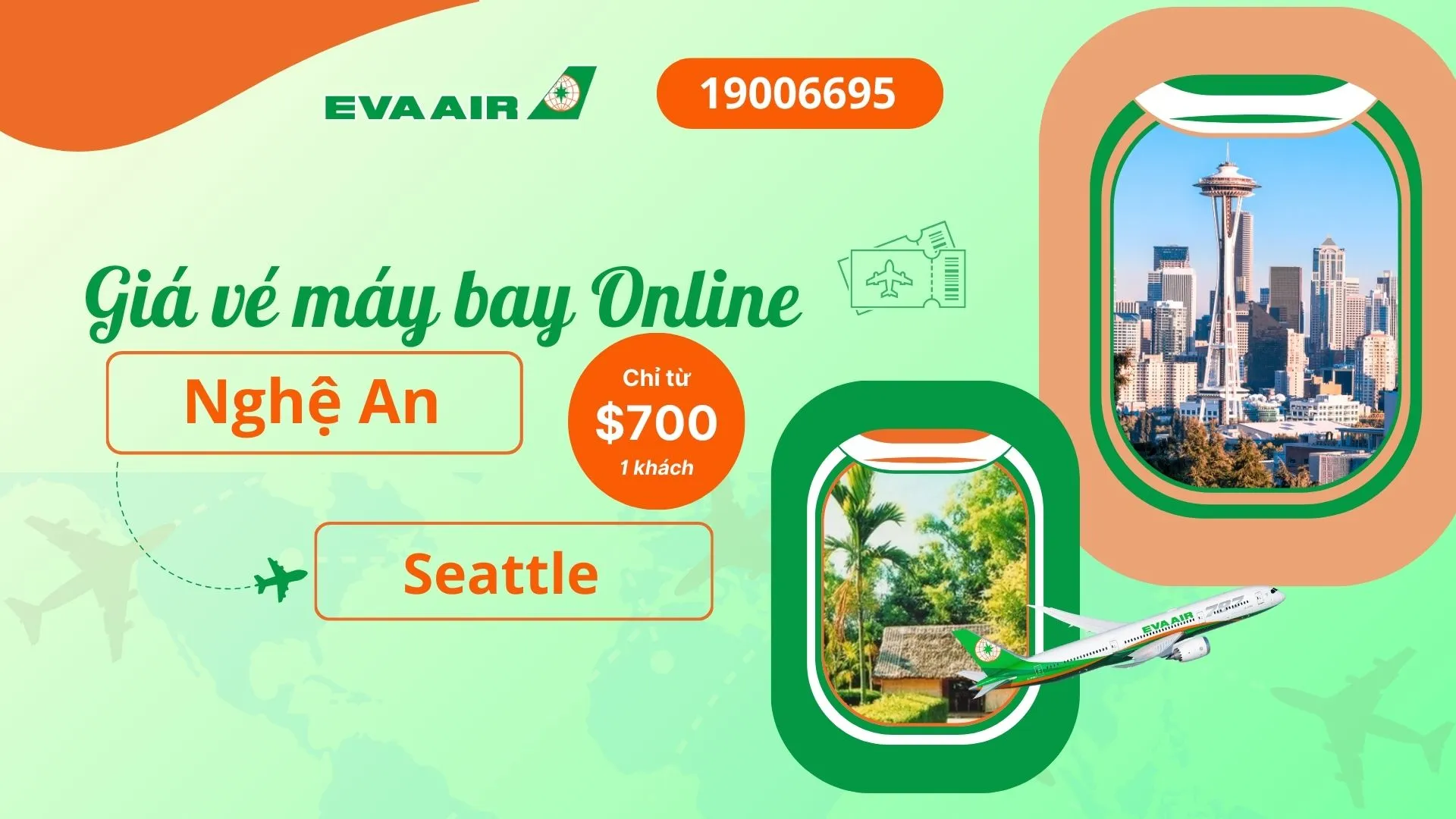 Vé máy bay đi Seattle tại Nghệ An EVA Air