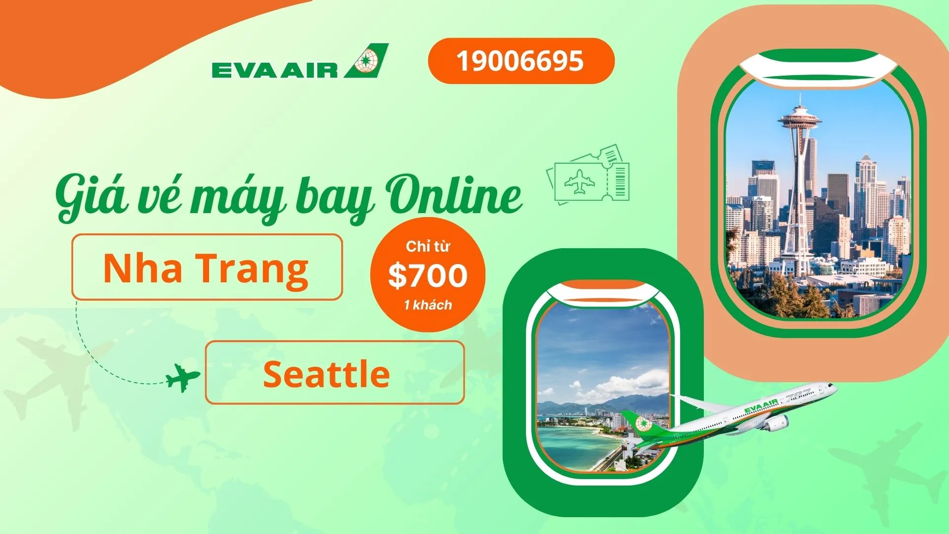 Vé máy bay đi Seattle tại Nha Trang EVA Air