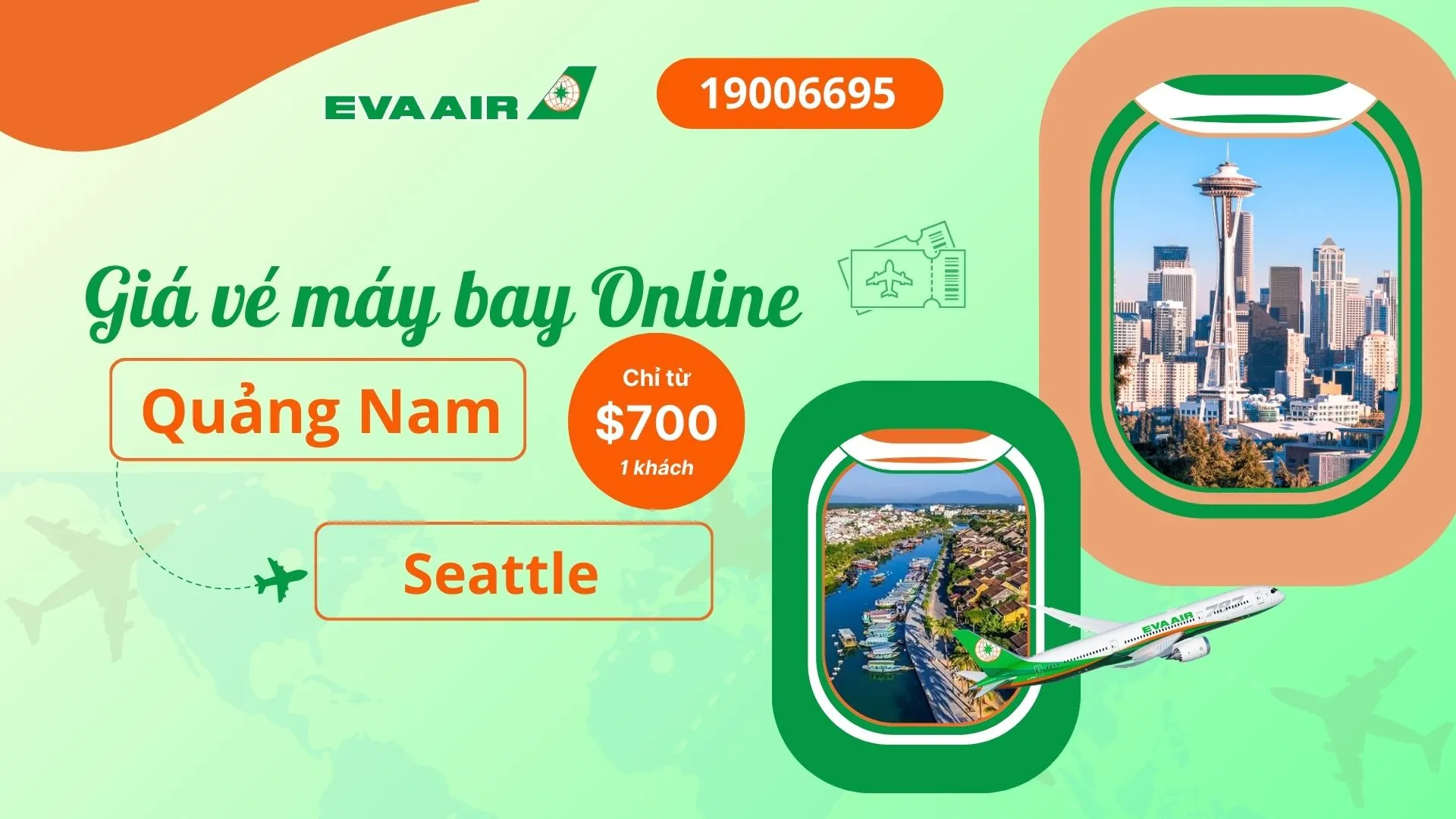Vé máy bay đi Seattle tại Quảng Nam EVA Air